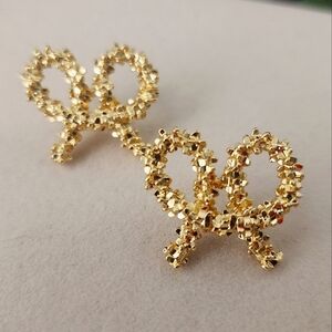 Gold Filled Textured Bow Earrings